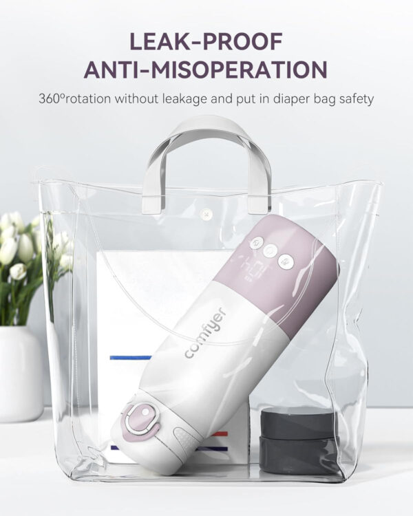 Portable Baby Bottle Warmer for Travel, Portable Milk Warmer with Fast Heating & Long Battery Life, Instant Breast Milk, Formula/Water Warmer with 12 Ounces Big Capacity, Baby Flask for Vehicle