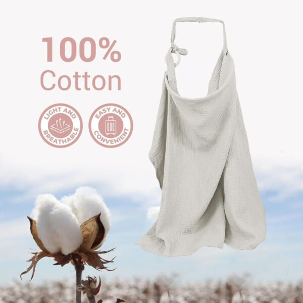 Muslin Nursing Cover for Baby Breastfeeding, Breathable 100% Cotton Breastfeeding Cover with Rigid Hoop for Mother Nursing Apron (Light Pink)