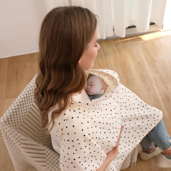 Muslin Nursing Cover for Baby Breastfeeding, Breathable 100% Cotton Breastfeeding Cover with Rigid Hoop for Mother Nursing Apron (Light Pink)