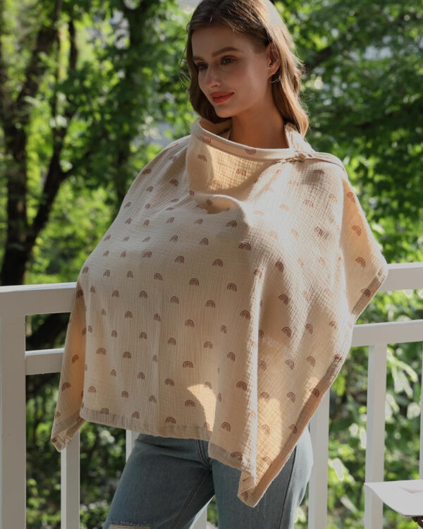 Muslin Nursing Cover for Baby Breastfeeding, Breathable 100% Cotton Breastfeeding Cover with Rigid Hoop for Mother Nursing Apron (Light Pink)
