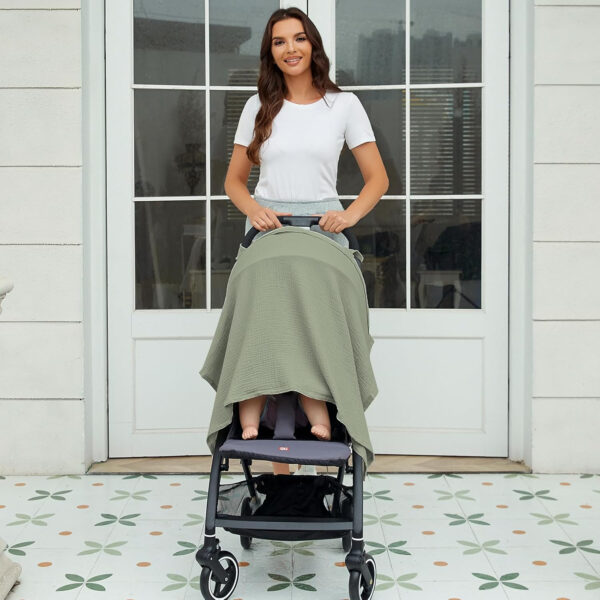 Muslin Nursing Cover for Baby Breastfeeding, Breathable 100% Cotton Breastfeeding Cover with Rigid Hoop for Mother Nursing Apron (Light Pink)