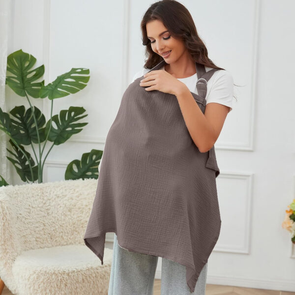 Muslin Nursing Cover for Baby Breastfeeding, Breathable 100% Cotton Breastfeeding Cover with Rigid Hoop for Mother Nursing Apron (Light Pink)