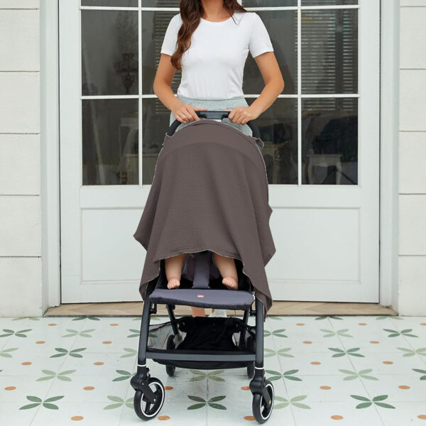 Muslin Nursing Cover for Baby Breastfeeding, Breathable 100% Cotton Breastfeeding Cover with Rigid Hoop for Mother Nursing Apron (Light Pink)