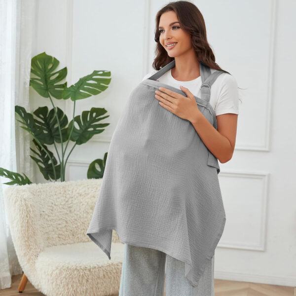 Muslin Nursing Cover for Baby Breastfeeding, Breathable 100% Cotton Breastfeeding Cover with Rigid Hoop for Mother Nursing Apron (Light Pink)
