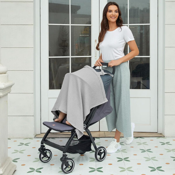 Muslin Nursing Cover for Baby Breastfeeding, Breathable 100% Cotton Breastfeeding Cover with Rigid Hoop for Mother Nursing Apron (Light Pink)