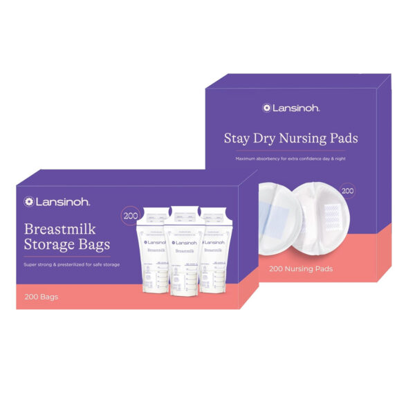 Lansinoh Stay Dry Disposable Nursing Pads, Soft and Super Absorbent Breast Pads, Breastfeeding Essentials for Moms, 200 Count