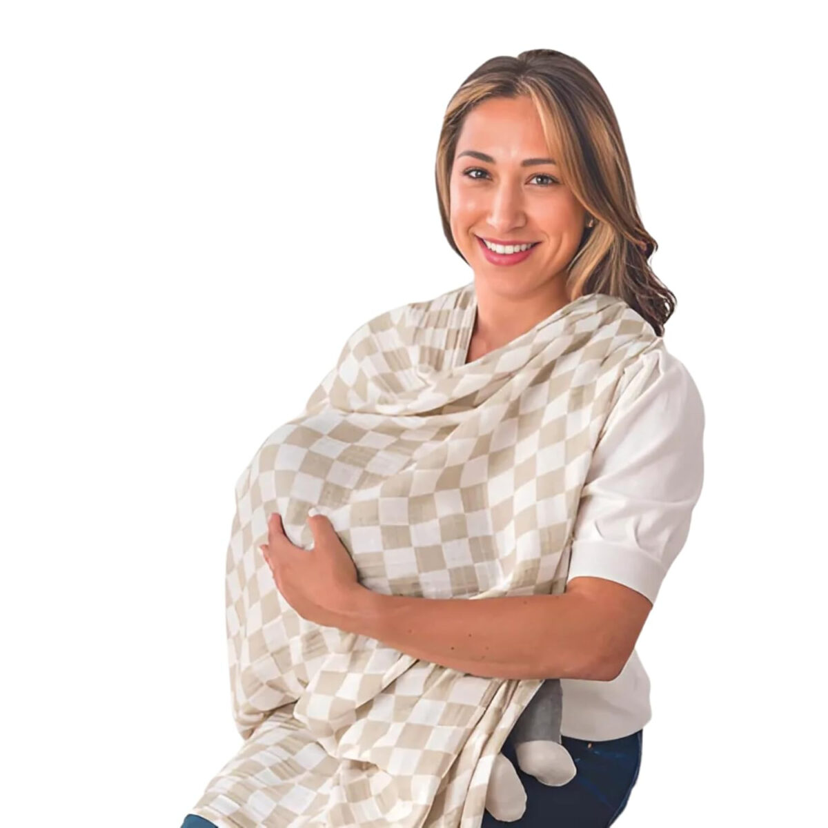 Itzy Ritzy Breastfeeding Boss Multi-Use Cover – A Nursing Cover, Swaddle, Car Seat Cover, Tummy Time Mat & Burp Cloth All in One – Made of Soft Muslin Fabric & Measures 47” x 47” (Checkerboard)