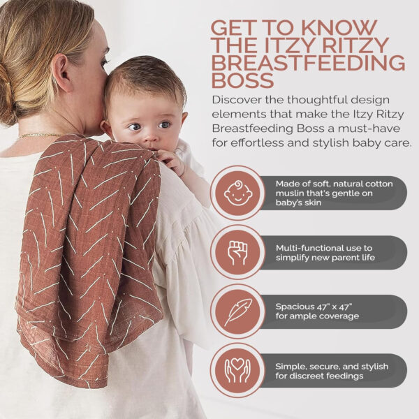 688c2041937d21d527e7caac1f754b0b751428c2565a9c6d87b6d.jpg Itzy Ritzy Breastfeeding Boss Multi-Use Cover – A Nursing Cover, Swaddle, Car Seat Cover, Tummy Time Mat & Burp Cloth All in One – Made of Soft Muslin Fabric & Measures 47” x 47” (Checkerboard)