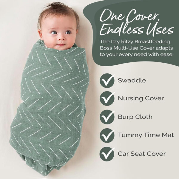 688c2051d3e91cff54965774423ad627b7285ea01ca461398c053.jpg Itzy Ritzy Breastfeeding Boss Multi-Use Cover – A Nursing Cover, Swaddle, Car Seat Cover, Tummy Time Mat & Burp Cloth All in One – Made of Soft Muslin Fabric & Measures 47” x 47” (Checkerboard)