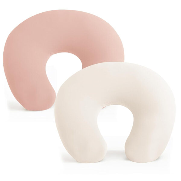 Konssy 2 Pack Nursing Pillow Covers, Stretchy and Soft Nursing Cover for Breastfeeding, Pillow Slipcover for Baby Girls Boys Newborn (Pink Spring, Pink)