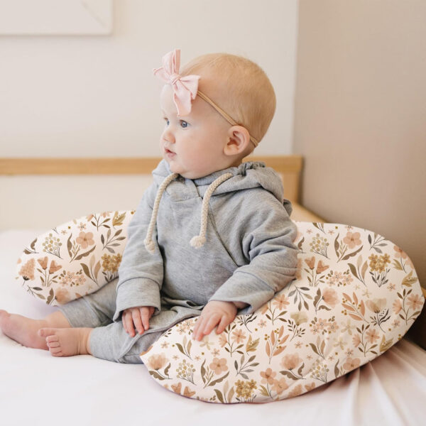 Konssy 2 Pack Nursing Pillow Covers, Stretchy and Soft Nursing Cover for Breastfeeding, Pillow Slipcover for Baby Girls Boys Newborn (Pink Spring, Pink)