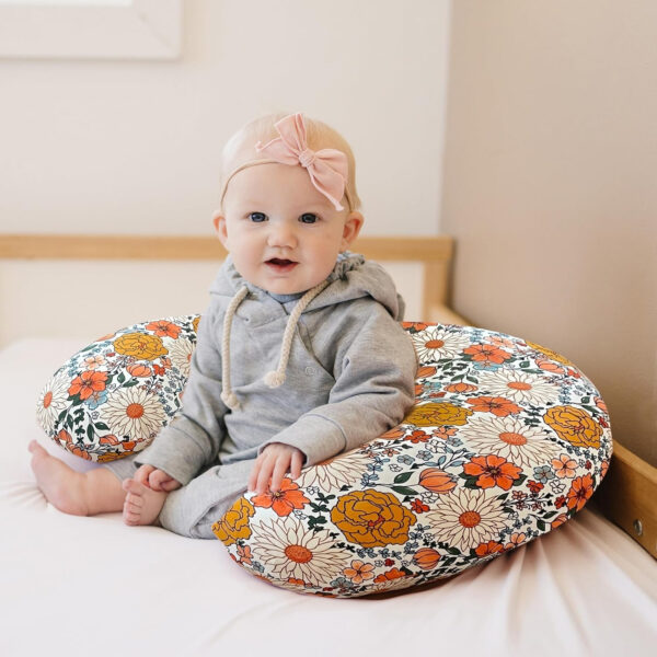 Konssy 2 Pack Nursing Pillow Covers, Stretchy and Soft Nursing Cover for Breastfeeding, Pillow Slipcover for Baby Girls Boys Newborn (Pink Spring, Pink)