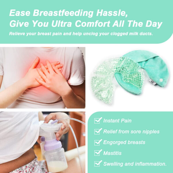 Hot Cold Gel Bead Breast Therapy Pack,Breast Ice Packs for Breastfeeding,Relief for Breastfeeding,Nursing Pain, Mastitis,Engorgement,Plugged Ducts, Boost Milk Let-Down & Production (42 Purple)