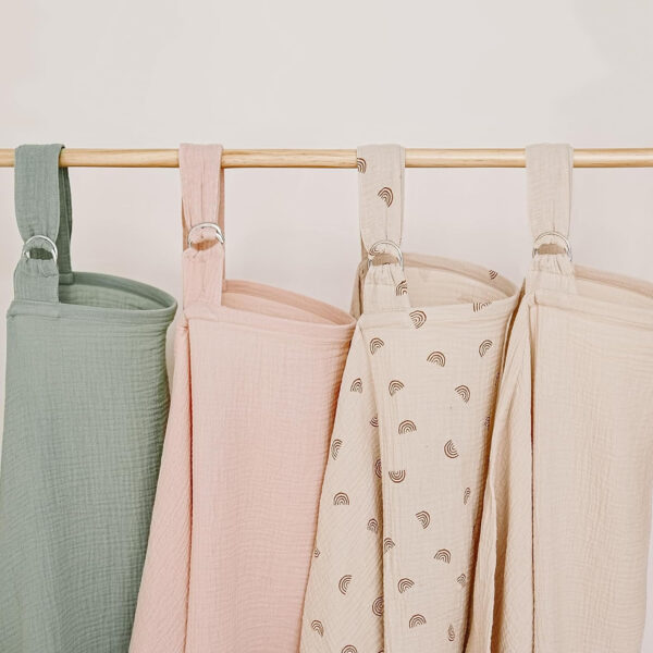 Muslin Nursing Covers for Breastfeeding, Privacy Breast Feeding Cover with Arch Neckline for Mom and Baby, Breathable 100% Cotton Nursing Apron Multi-use Stroller Cover