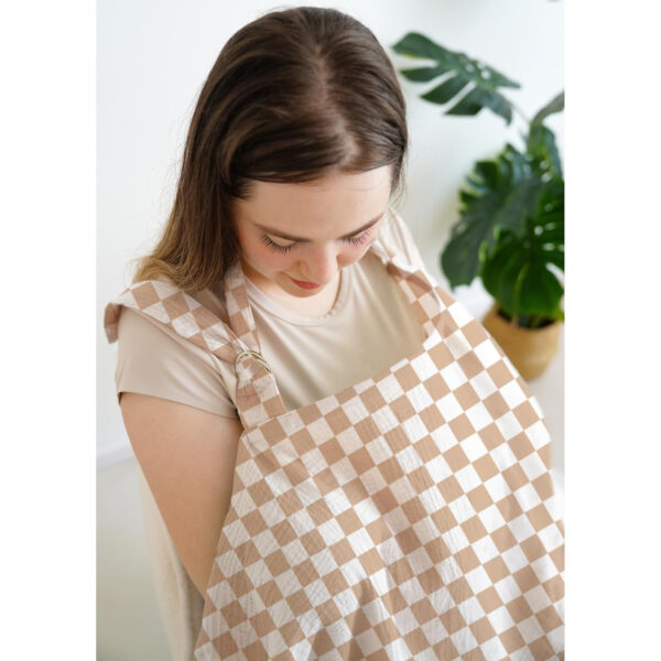 Muslin Nursing Covers for Breastfeeding, Privacy Breast Feeding Cover with Arch Neckline for Mom and Baby, Breathable 100% Cotton Nursing Apron Multi-use Stroller Cover