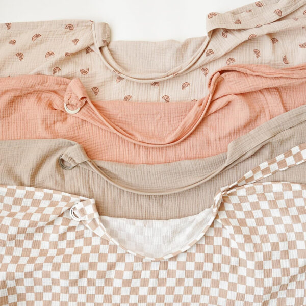 Muslin Nursing Covers for Breastfeeding, Privacy Breast Feeding Cover with Arch Neckline for Mom and Baby, Breathable 100% Cotton Nursing Apron Multi-use Stroller Cover