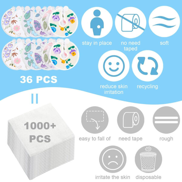 36 Packs G Tube Button Covers Feeding Tube Supplies G Tube Accessories Nursing Pads Reusable G Tube Button Pad Abdominal Dialysis Feeding Tube Supplies for Kid Breastfeeding Stay Dry (Pattern)