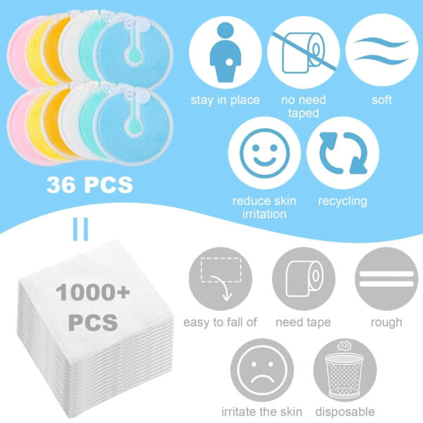 36 Packs G Tube Button Covers Feeding Tube Supplies G Tube Accessories Nursing Pads Reusable G Tube Button Pad Abdominal Dialysis Feeding Tube Supplies for Kid Breastfeeding Stay Dry (Pattern)