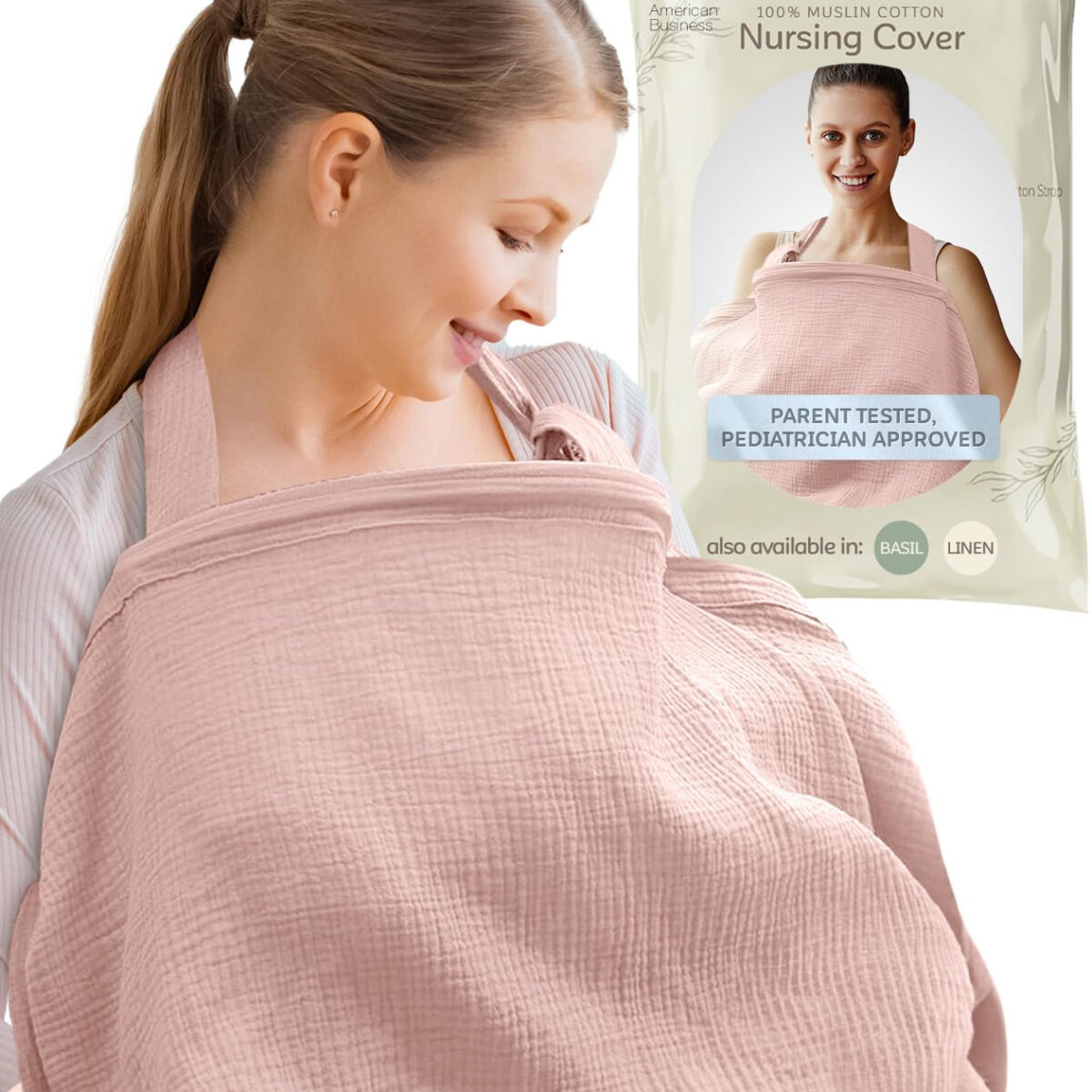 Kiddycare Nursing Cover, Muslin Cotton Privacy Nursing Covers, Gentle on Baby's Skin, Discreet Breastfeeding Covers for Nursing Moms, Breathable Nursing Cover Up for Breastfeeding Essentials (Rose)