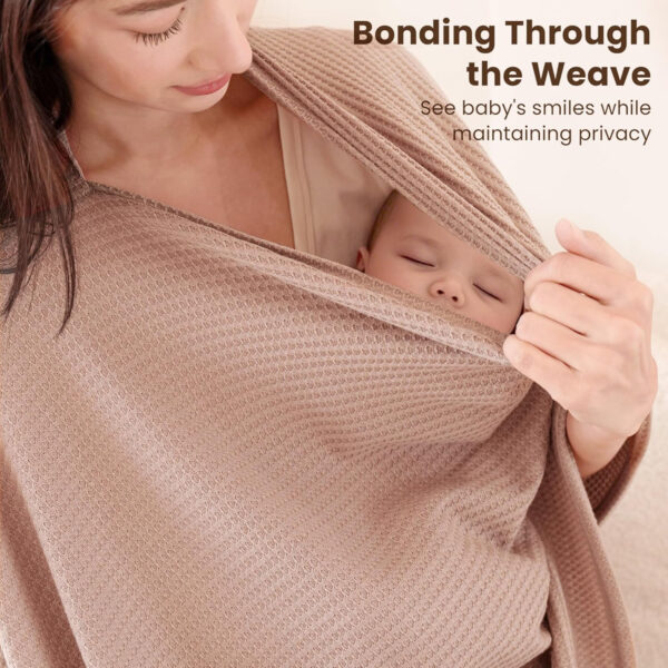 Konssy Nursing Cover for Breastfeeding, Soft & Breathable Privacy Poncho, Multi-Use Feeding Shawl, Comfortable & Portable Breastfeeding Cover for Women (Beige)
