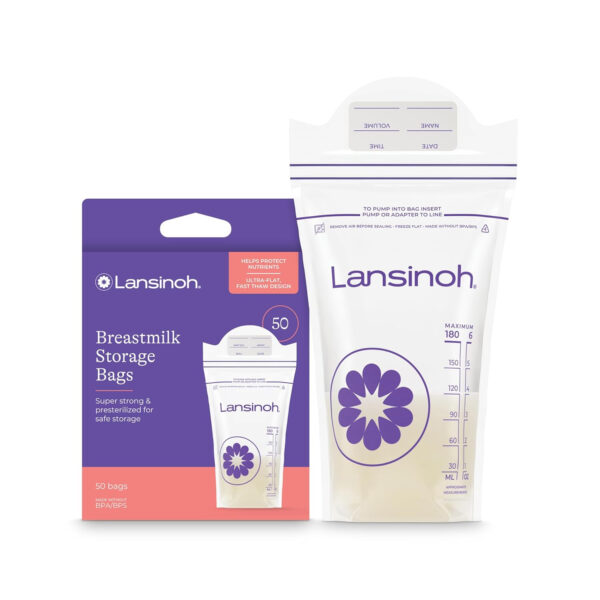 688c22c3bac7557aa5f8375abfd3b160db8bfae7e4f53ad611972.jpg Lansinoh Breastmilk Storage Bags, 100 Count, Baby Essentials, Fast Freeze & Thaw Breast Milk Bags for Baby Bottle Feeding, Superior Strength & Stretch, 6 Ounce