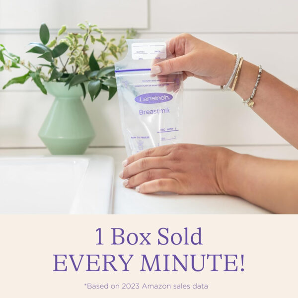 688c22c658bbfec9b6a161684bd29605007c692123dc17916d822.jpg Lansinoh Breastmilk Storage Bags, 100 Count, Baby Essentials, Fast Freeze & Thaw Breast Milk Bags for Baby Bottle Feeding, Superior Strength & Stretch, 6 Ounce