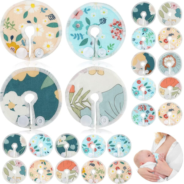 32 Pieces G Tube Button Covers G Tube Pad Holder Cotton Pads for Feeding Support Reusable Feeding Cotton Supplies Soft Covers for Breastfeeding Nursing Care, 4 Designs (Floral)