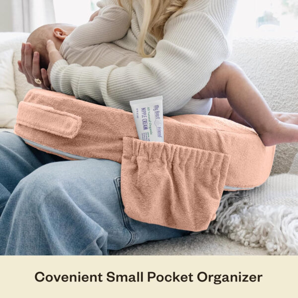 My Brest Friend Nursing Pillow - Deluxe - Enhanced Comfort w/ Slipcover - Ergonomic Breastfeeding Pillow For Ultimate Support For Mom & Baby - Adjustable Pillow W/ Handy Side Pocket, Soft Rose