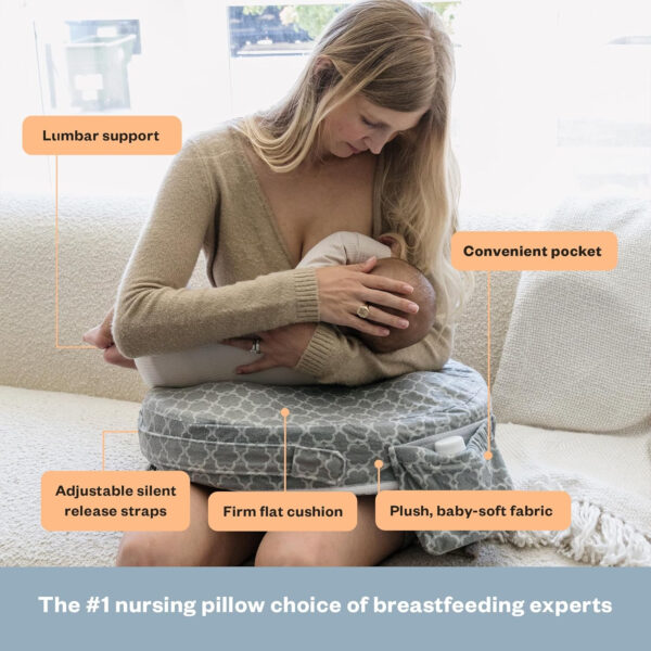 My Brest Friend Nursing Pillow - Deluxe - Enhanced Comfort w/ Slipcover - Ergonomic Breastfeeding Pillow For Ultimate Support For Mom & Baby - Adjustable Pillow W/ Handy Side Pocket, Soft Rose