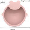 Silicone Baby Feeding Set, Toddler Feeding Set With Divided Suction Plate Bowl Spoons Forks Sippy Cup Adjustable Bib Non Slip Mat, Baby Eating Utensils, Bear Shape, 7-Piece, (Pink)