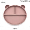 Silicone Baby Feeding Set, Toddler Feeding Set With Divided Suction Plate Bowl Spoons Forks Sippy Cup Adjustable Bib Non Slip Mat, Baby Eating Utensils, Bear Shape, 7-Piece, (Pink)