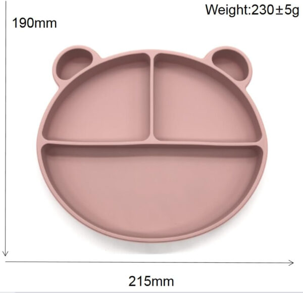 Silicone Baby Feeding Set, Toddler Feeding Set With Divided Suction Plate Bowl Spoons Forks Sippy Cup Adjustable Bib Non Slip Mat, Baby Eating Utensils, Bear Shape, 7-Piece, (Pink)