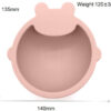 Silicone Baby Feeding Set, Toddler Feeding Set With Divided Suction Plate Bowl Spoons Forks Sippy Cup Adjustable Bib Non Slip Mat, Baby Eating Utensils, Bear Shape, 7-Piece, (Pink)