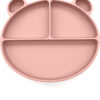 Silicone Baby Feeding Set, Toddler Feeding Set With Divided Suction Plate Bowl Spoons Forks Sippy Cup Adjustable Bib Non Slip Mat, Baby Eating Utensils, Bear Shape, 7-Piece, (Pink)