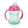 Nuby Clik-It Grip N' Sip Soft Spout No-Spill Training Sippy Cup with Handles - (3-Pack) 10 oz - 4+ Months - Aqua/Purple/Pink