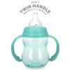 Nuby 3 in 1 Baby Bottle to Training Sippy Cup - 8 Oz Toddler Cups Spill Proof with Soft Spout, Nipple & Removable Grip Handles - Dishwasher Safe (Teal)