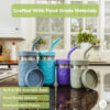 WeeSprout 2-in-1 Drinking Cups for Kids, Durable Stainless Steel Tumbler for Smoothies, Silicone Straws with Stoppers, Premium Plastic Twist Lids, Easy-Grip Sleeves, Set of 4 Dishwasher Safe Kid Cups
