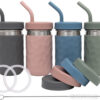 WeeSprout 2-in-1 Drinking Cups for Kids, Durable Stainless Steel Tumbler for Smoothies, Silicone Straws with Stoppers, Premium Plastic Twist Lids, Easy-Grip Sleeves, Set of 4 Dishwasher Safe Kid Cups