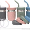 WeeSprout 2-in-1 Drinking Cups for Kids, Durable Stainless Steel Tumbler for Smoothies, Silicone Straws with Stoppers, Premium Plastic Twist Lids, Easy-Grip Sleeves, Set of 4 Dishwasher Safe Kid Cups