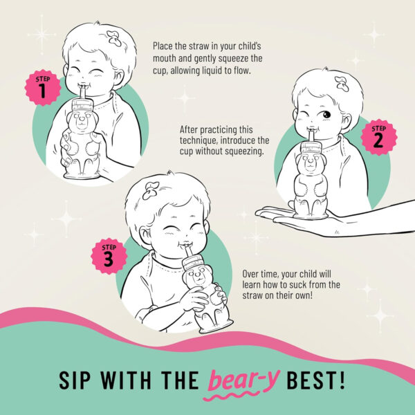 Legendairy Milk Honeybear Silicone Sippy Cup - Green, 8 oz, Dishwasher Safe, Trainer Straw Cup for Babies & Toddlers 4+ Months