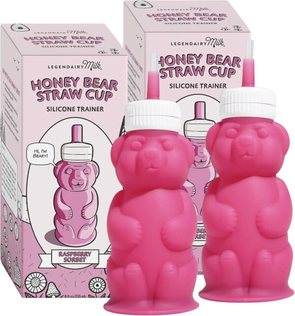 Legendairy Milk Honeybear Silicone Sippy Cup - Green, 8 oz, Dishwasher Safe, Trainer Straw Cup for Babies & Toddlers 4+ Months