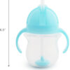 Munchkin Any Angle Sippy Cups for Toddlers, Spill Proof Weighted Straw Cup with Transition Handles for Babies 6 Months and Up, 2 Pack, Blue/Green