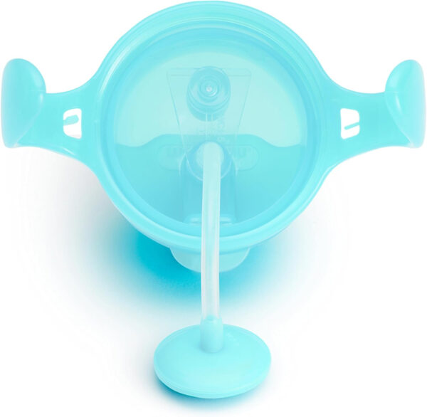 Munchkin Any Angle Sippy Cups for Toddlers, Spill Proof Weighted Straw Cup with Transition Handles for Babies 6 Months and Up, 2 Pack, Blue/Green