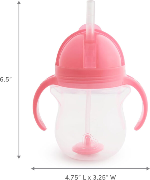 Munchkin Any Angle Sippy Cups for Toddlers, Spill Proof Weighted Straw Cup with Transition Handles for Babies 6 Months and Up, 2 Pack, Blue/Green