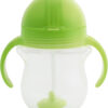 Munchkin Any Angle Sippy Cups for Toddlers, Spill Proof Weighted Straw Cup with Transition Handles for Babies 6 Months and Up, 2 Pack, Blue/Green