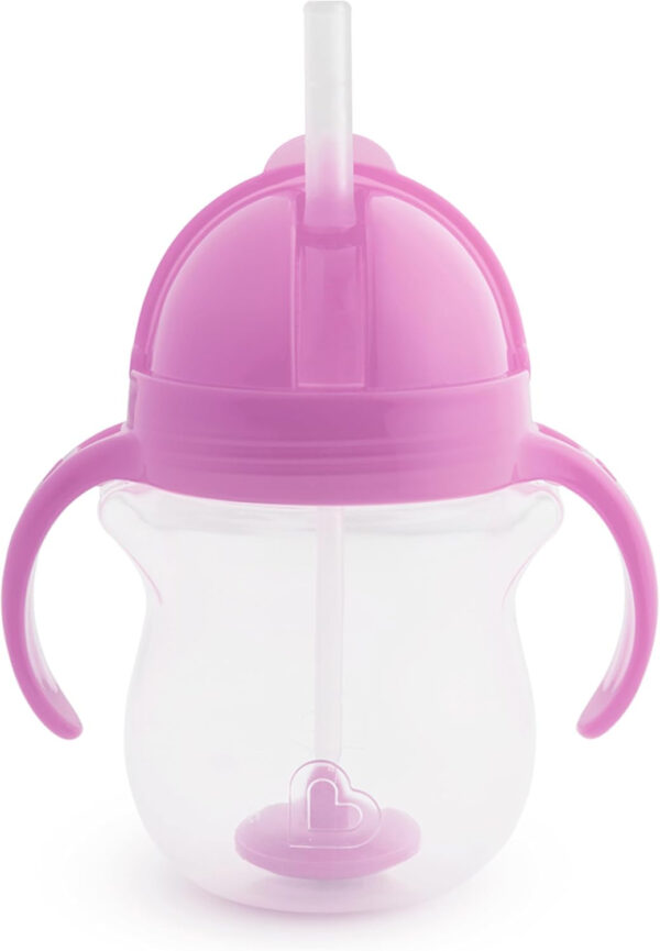 Munchkin Any Angle Sippy Cups for Toddlers, Spill Proof Weighted Straw Cup with Transition Handles for Babies 6 Months and Up, 2 Pack, Blue/Green