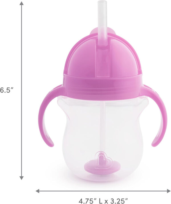 Munchkin Any Angle Sippy Cups for Toddlers, Spill Proof Weighted Straw Cup with Transition Handles for Babies 6 Months and Up, 2 Pack, Blue/Green