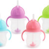 Munchkin Any Angle Sippy Cups for Toddlers, Spill Proof Weighted Straw Cup with Transition Handles for Babies 6 Months and Up, 2 Pack, Blue/Green