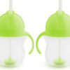 Munchkin Any Angle Sippy Cups for Toddlers, Spill Proof Weighted Straw Cup with Transition Handles for Babies 6 Months and Up, 2 Pack, Blue/Green
