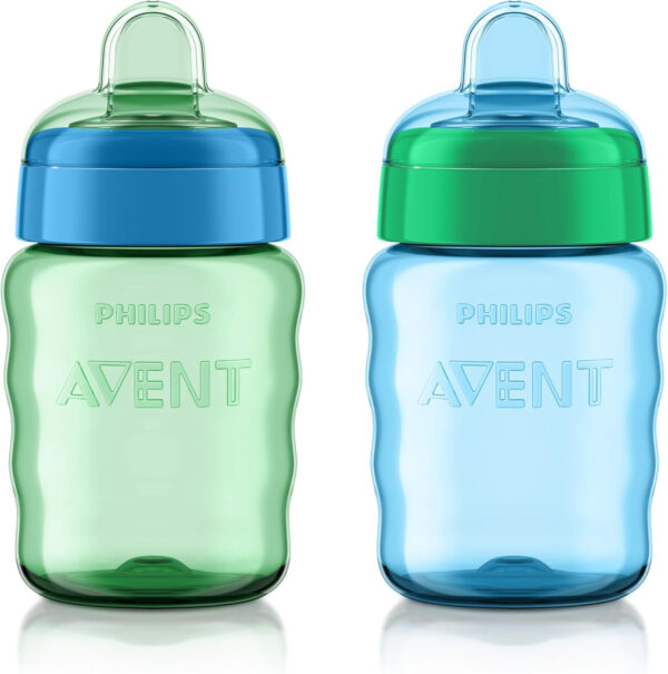 Philips AVENT My Easy Sippy Cup with Soft Spout and Spill-Proof Design, Pink/Purple, 9oz, SCF553/23 (Pack of 2)